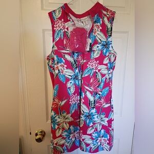 Tommy Bahama XL Floral Sleeveless Sexy Zip Dress NWT MSRP $128